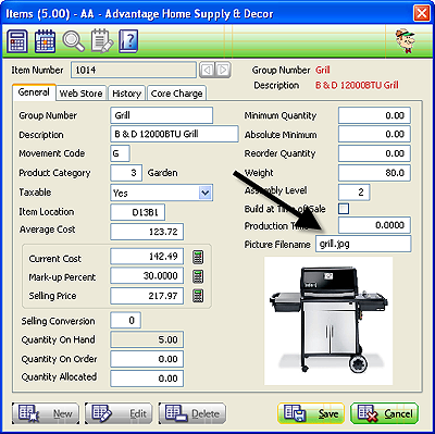 Item Master with Image File