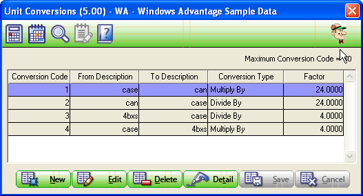 Unit Conversions Screen