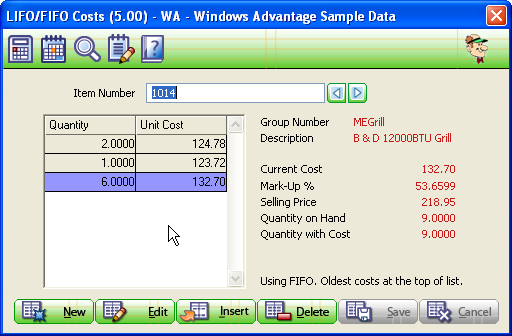 FIFO/LIFO Master Screen