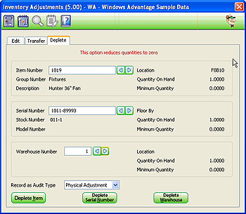 Inventory Adjustments Depletion option