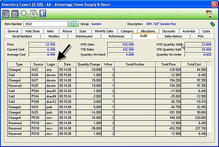 Inventory Expert Audit After Sorting Logins
