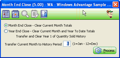 Month End Close Screen