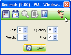 Decimal Settings Screen